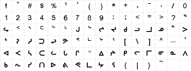 Inuktitut-Sri Regular  glyph index