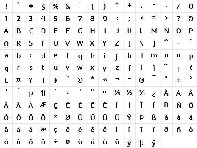 After Text Regular  glyph index