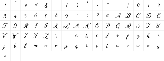 Wine Date Regular  glyph index