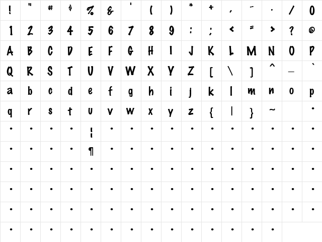 Deadzone 2 Regular  glyph index