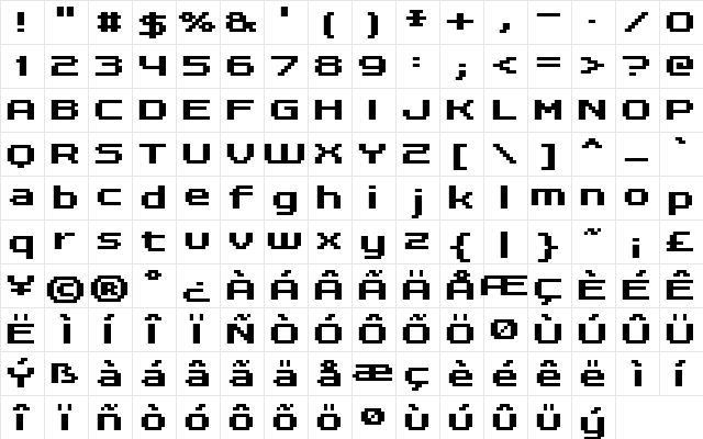 FFF Dreamer Bold Regular  glyph index