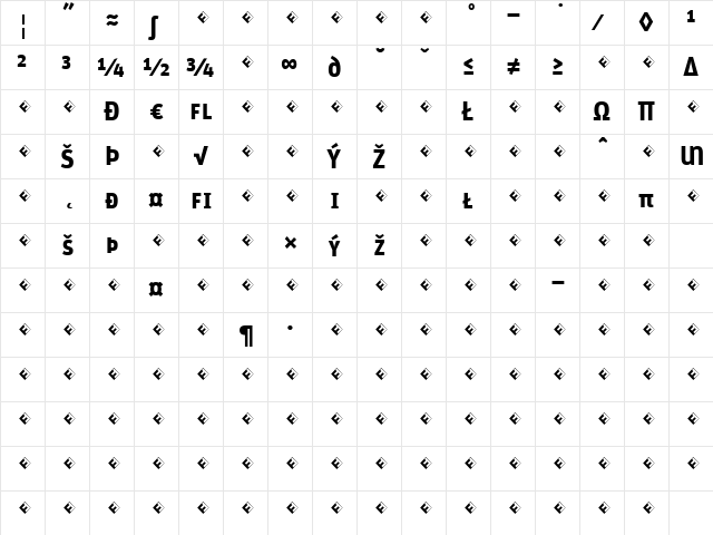 Unit-BoldSCExpert Regular  glyph index