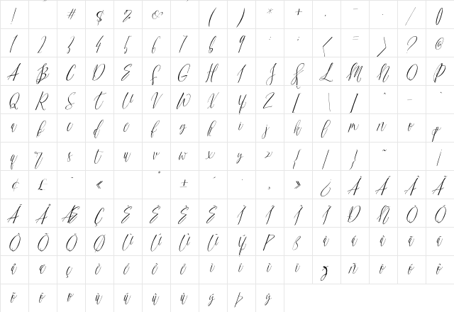 TheParis Regular  glyph index