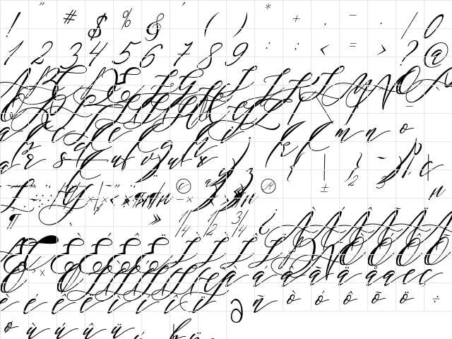 Black thise Regular  glyph index