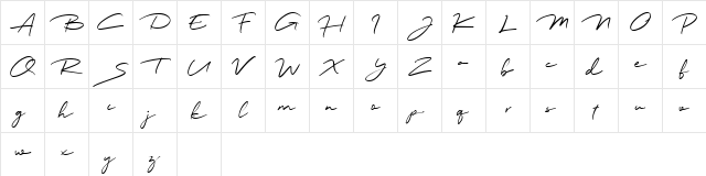 Jadyn Maria Free Regular  glyph index