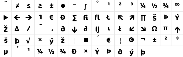 Cocon BoldExp  glyph index