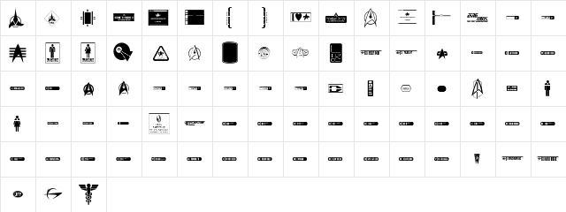 DingTrek Regular  glyph index