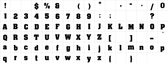 Puda Regular  glyph index