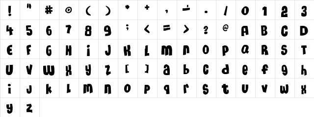 MassiveHeadache3 Regular  glyph index