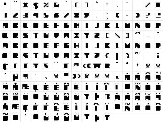 Novum Light  glyph index