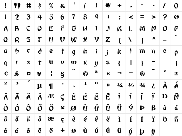 ChinaOneDirect47 Bold  glyph index