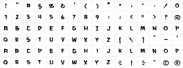 ManEater BB Regular  glyph index