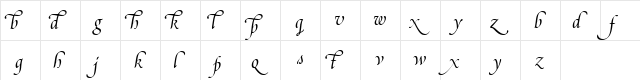 PoeticaSuppLowercaseAlternatesI RomanItalic  glyph index