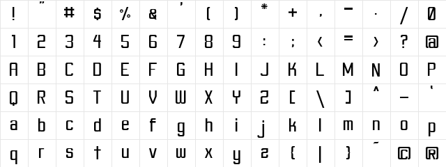 Klapa Regular  glyph index