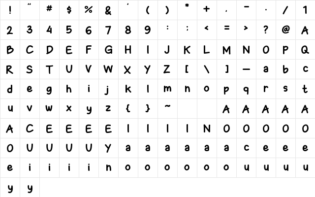 FanKids Regular  glyph index