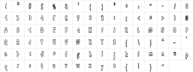 XRaytid Regular  glyph index