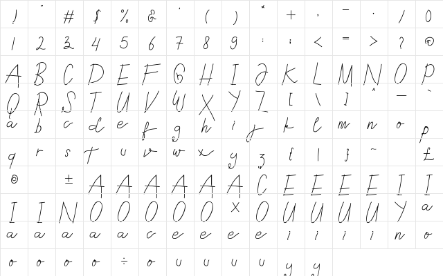 Snoorks Regular  glyph index