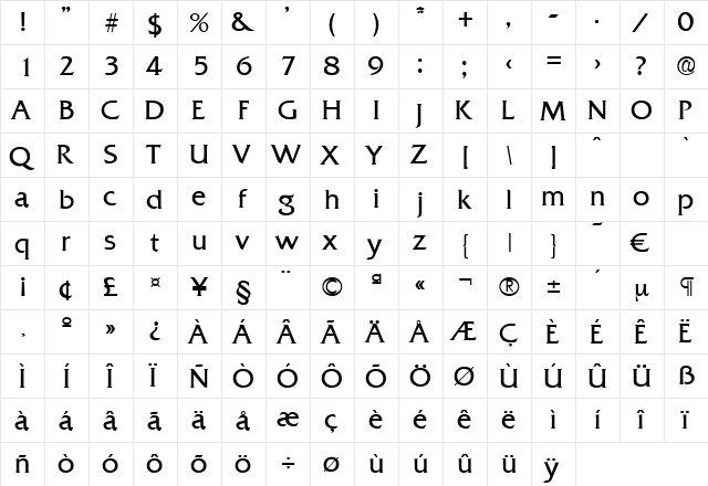 Quadrat-Light Regular  glyph index