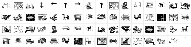 PatternsAnimals Regular  glyph index