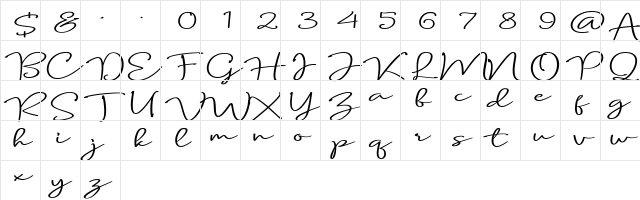 Carolline Demo Regular  glyph index