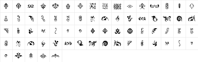 FleuronsFour Regular  glyph index