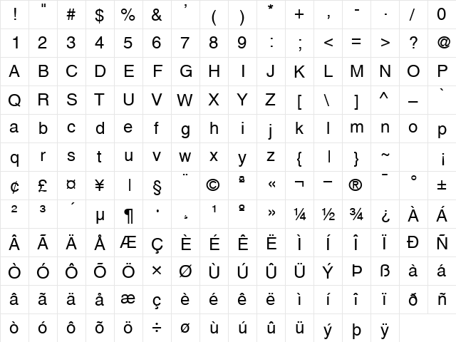 Alps-Extended Normal  glyph index