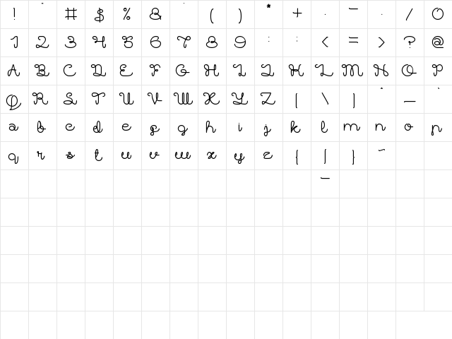 Brother Army Regular  glyph index