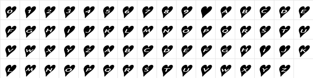 AlphaShapes hearts 2a Normal  glyph index