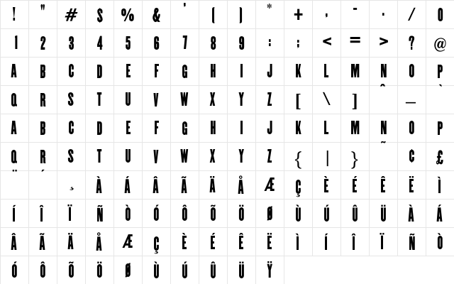 ElliotOne Regular  glyph index