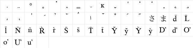LotusWP Int B Roman  glyph index