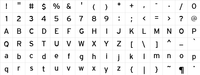 IntraStateHighway Regular  glyph index