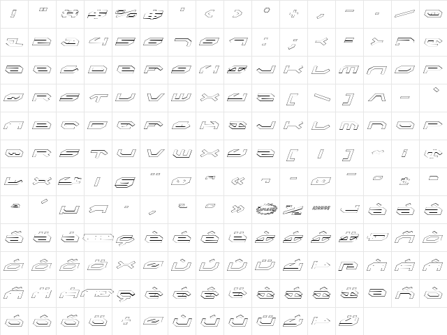Taskforce Outline Italic Outline Italic  glyph index