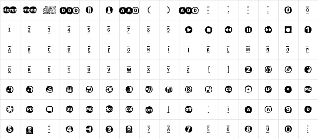 Rekord Regular  glyph index