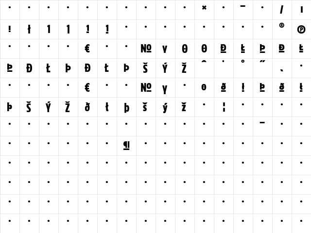 GovanOne-Expert Regular  glyph index