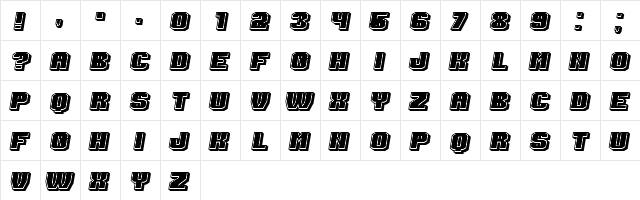 Extradition Filled Italic  glyph index