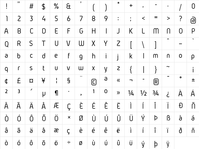 Gidolinya Regular  glyph index