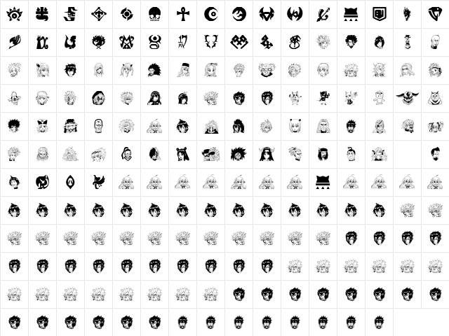Fairy Tail Image Bold  glyph index