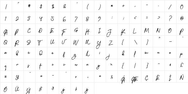 Elegrand Regular  glyph index