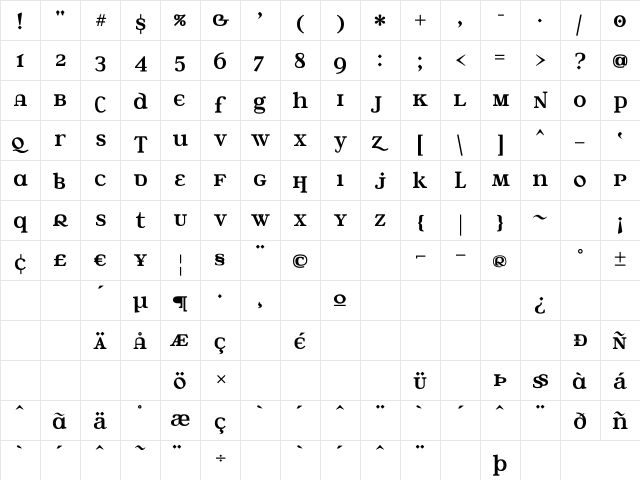 Water Street Regular  glyph index