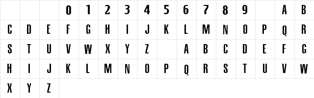 NBA Mavericks Alternate Regular  glyph index