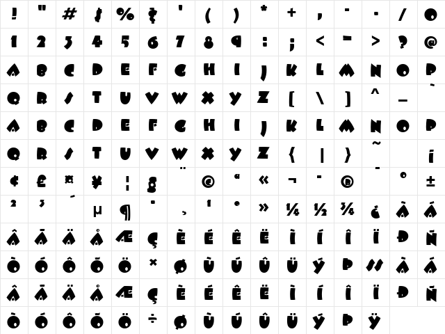 Beesknees ITC TT Regular  glyph index