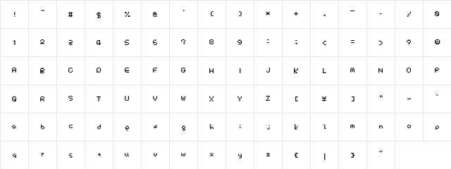 DUST Regular  glyph index