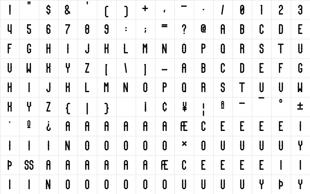 Team MVP Regular  glyph index