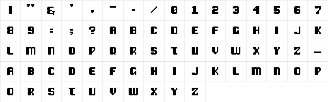 Vipond Chubby Regular  glyph index