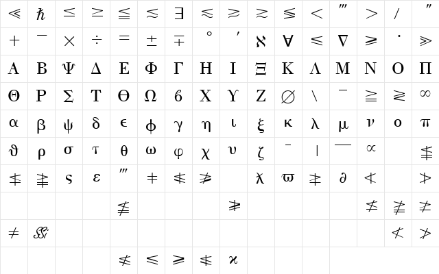QuantaPiThreeSSK Regular  glyph index