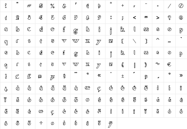 Maxwell Regular  glyph index