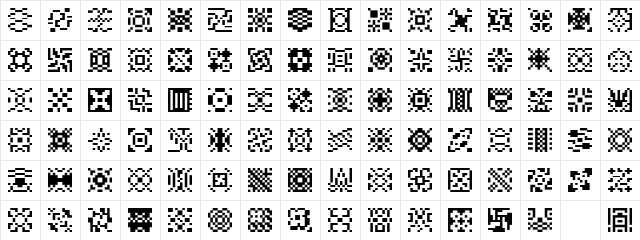 Pixpat10 Regular  glyph index