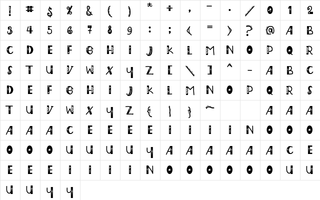 Eddy Gardener Regular  glyph index