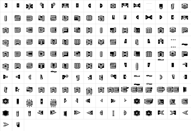MaxiGroove Regular  glyph index