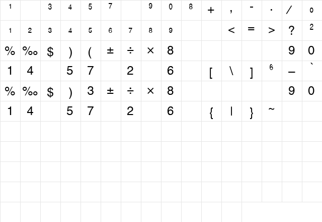Alex-Fraction Regular  glyph index